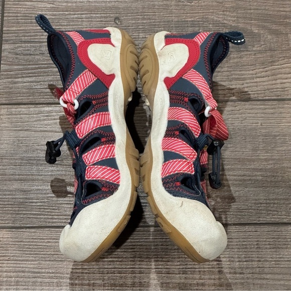 Keen Sandals Kids Blue Red Sport Hiking Fisherman Outdoor Washable Unisex Size 4 - Picture 11 of 14